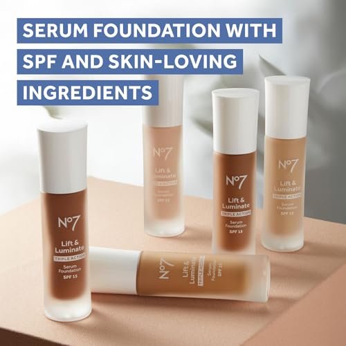 No7 Lift & Luminate Triple Action Serum Foundation - Cool Ivory - Radiant Liquid Makeup with SPF 15 for Mature Skin - görsel 14