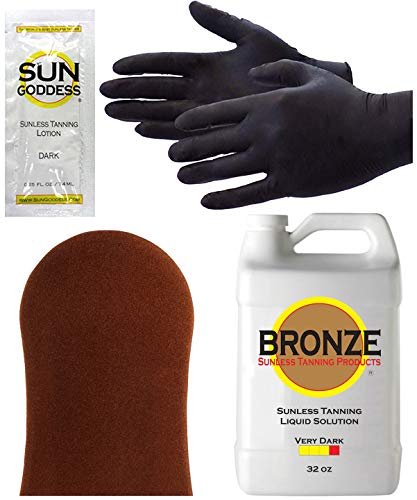 BRONZE Very Dark Spray Tan Solution 32 oz for Airbrush & HVLP Systems – Sunless Self Tanning Liquid with Applicator Mitt, Gloves & Sample Lotion - görsel 18