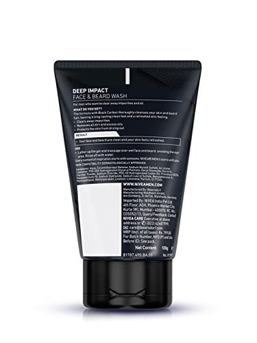 NIVEA Men Deep Impact Intense Clean Face and Beard Wash - Black Carbon, 3.3 oz (100 ml) - görsel 12