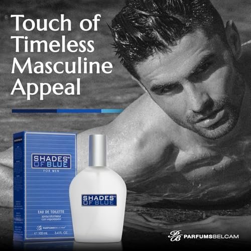 PB ParfumsBelcam Shades of Blue Eau de Toilette Spray for Men – Fresh Citrus Woody Cologne with Mandarin, Warm Spices & Musk – Mediterranean-Style Men’s Fragrance, 3.4 Fl Oz Avelisse