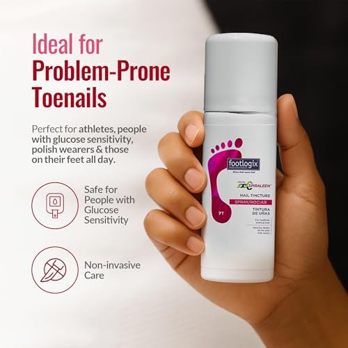 FOOTLOGIX Nail Tincture Spray with Spiraleen - 1.55 Fl Oz, Clear Nail Treatment Avelisse