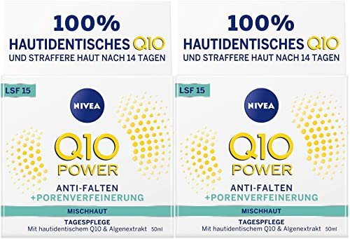 NIVEA Q10 Power Anti-Wrinkle & Pore-Refining Day Cream – Double Pack (2 × 50 ml) – Advanced Firming Moisturiser with Co-enzyme Q10, Creatine & Algae Extract for Combination Skin - görsel 2