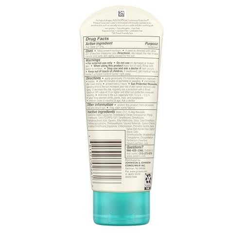 Aveeno Kids Continuous Protection Zinc Oxide Mineral Sunscreen Lotion SPF 50, Tear-Free, Sweat- & Water-Resistant, 3 fl. oz Avelisse