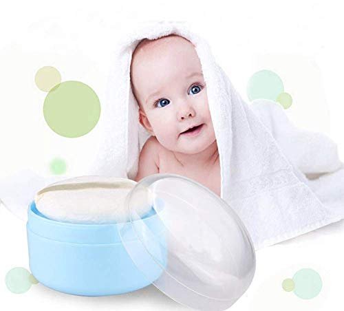 Onwon After-Bath Puff Box Empty Body Powder Dispenser Case with Sifter and Powder Puffs - Blue, 1 Count - görsel 10
