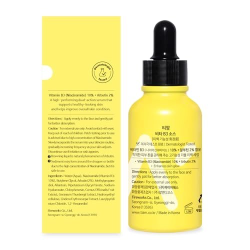 TIAM Vita B3 Source Niacinamide 10% + Arbutin 2% Tone-Balancing Serum for Uneven Skin Tone, Dark Spot Care, 1.35 fl oz Avelisse