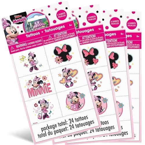 Minnie Mouse Party Temporary Tattoos - 24 Assorted Designs for Kids & Adults - görsel 4