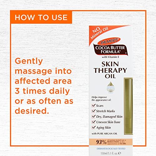 Palmer's Cocoa Butter Formula Skin Therapy Moisturizing Body Oil with Vitamin E & Pure Argan Oil, Deep Body Moisturizer for Dry, Damaged Skin, Scars or Stretch Marks, 5.1 Fl Oz (Pack of 3) Avelisse