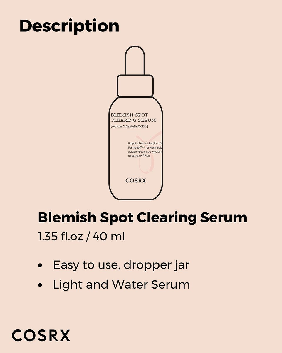 COSRX AC Collection Blemish Spot Clearing Serum – Centella, Niacinamide & EGF for Acne-Prone Skin | 40ml Avelisse