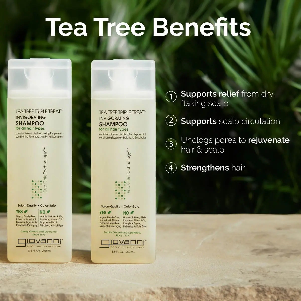 GIOVANNI Tea Tree Triple Treat Invigorating Shampoo - Cooling Peppermint, Eucalyptus & Rosemary - Helps Strengthen & Rejuvenate Hair & Scalp, Paraben Free, 24 oz Avelisse