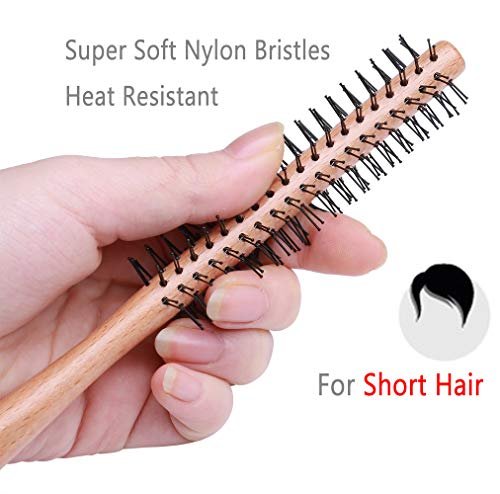 PERFEHAIR 1 Inch Mini Round Brush for Short Hair - Small Quiff Roller for Women and Men, Best for Thin Hair, Bangs, Beard Styling, Lifting, Curling - Off White, Nylon Bristles Avelisse