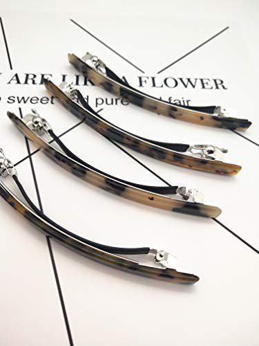 4 Pack Elegant Automatic Hair Clips - 4 Inches Brown Celluloid Onyx Barrette for Women & Girls - görsel 10