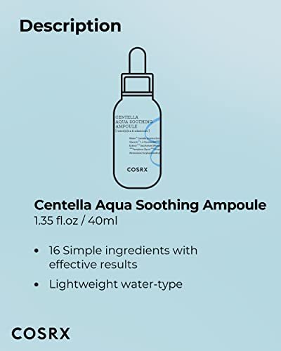 COSRX Centella Aqua Soothing Ampoule - Centella Asiatica Cica Serum for Sensitive Skin, 1.35 Fl Oz Avelisse
