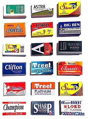 Astra Derby Shark Lord Treet Sharp 100 Quality Double Edge Razor Blades Sampler (18 Different Brands) - görsel 2