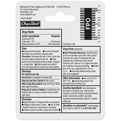 ChapStick Moisturizer Original Lip Balm Tubes with SPF 15 – 0.15 oz, 12-Pack Avelisse