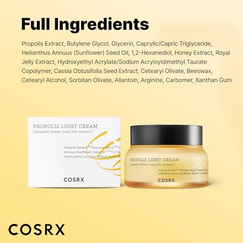 COSRX Full Fit Propolis Light Cream – Hydrating Daily Moisturizer with 64.5% Propolis, 2.19 Fl Oz Avelisse