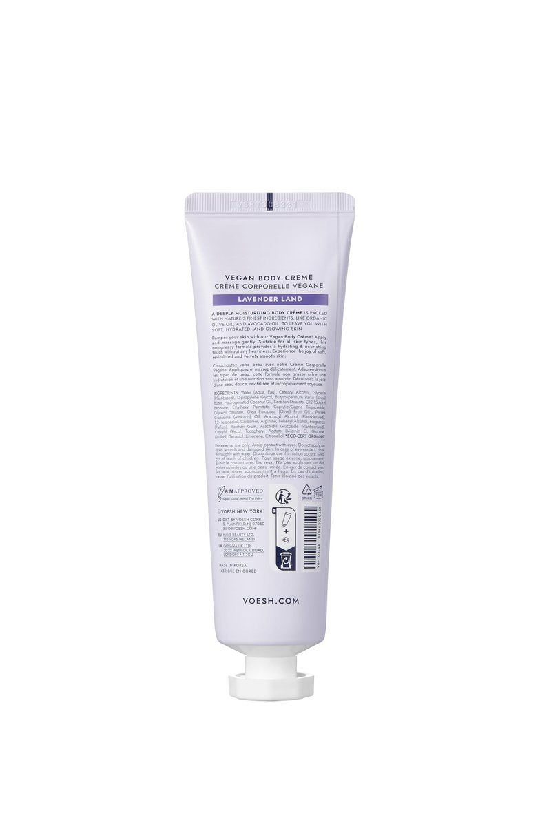 VOESH Vegan Body Creme - Lavender Land, 3 oz - Korean Skincare Moisturizer for Dry Skin Avelisse