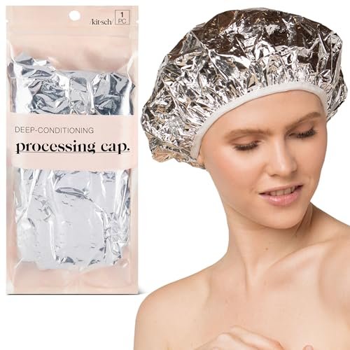 Kitsch Aluminum Foil Heat Cap for Deep Conditioning - Reusable Hair Steamer for Coloring, Perm & Treatment, Elastic Band, Shower Cap for Sauna, Spa - görsel 18