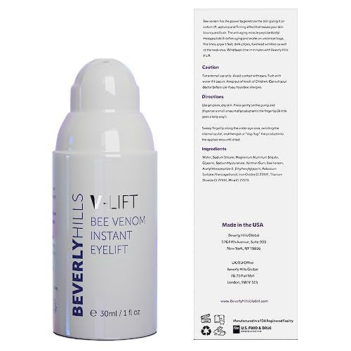 Beverly Hills V-Lift Instant Eye Lift & Eye Tuck Bee Venom Serum – 30mL (120-Day Supply) for Puffy Eyes, Dark Circles, Wrinkles & Under Eye Bags Avelisse