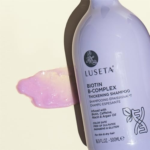 Luseta Biotin B-Complex Thickening Shampoo for Hair Growth and Strengthener - Hair Loss Treatment for Thinning Hair with Biotin, Caffeine, and Argan Oil for Men & Women - All Hair Types (16.9oz) Avelisse