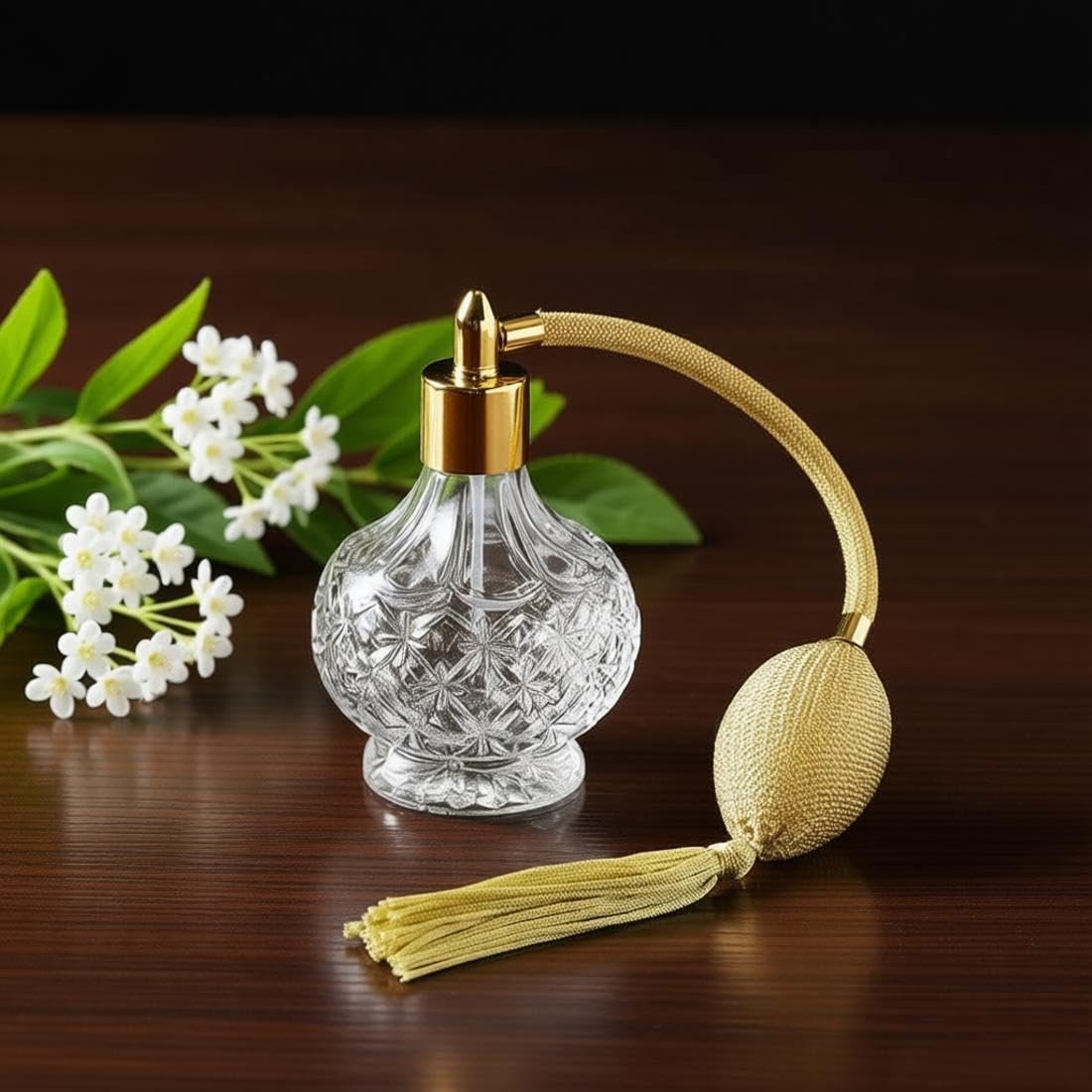 BOGZON 80ml Clear Crystal Vintage Style Perfume Bottle with Gold Long Spray Tassels - Refillable Glass Atomizer Pump - görsel 13