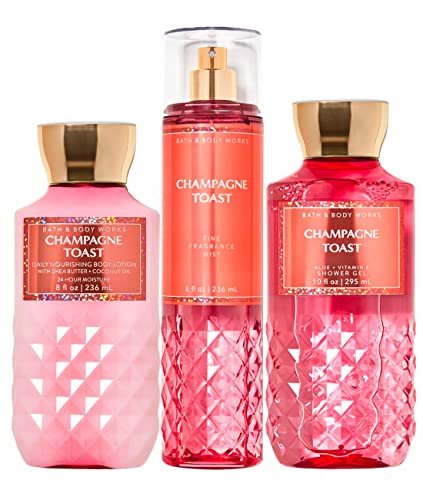 Bath & Body Works Champagne Toast Daily Trio: Shower Gel, Fine Fragrance Mist & Super Smooth Body Lotion (3-Piece Set) Avelisse