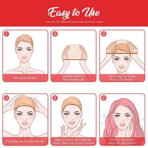 Fandamei 6 Pcs Light Brown Stocking Wig Caps - Stretchy Nylon Wig Caps for Women, Girls, Kids - görsel 12