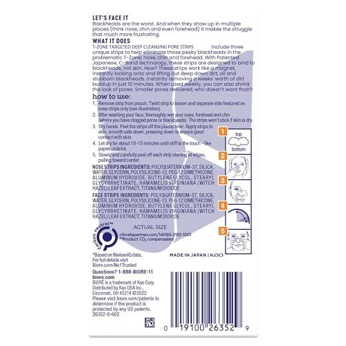 Bioré T-Zone Blackhead Remover Strips - Deep Cleansing Pore Strips for Nose, Face & Chin (15 Count) - görsel 18