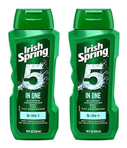 Irish Spring 5-in-1 Shampoo, Conditioner, Body Wash, Face Wash and Deodorizer, 18 oz (Pack of 4) Avelisse