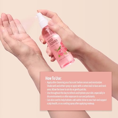 NATURE WELL Rose Water Hydrating Facial Toner Mist for Dewy & Radiant Skin, Refreshing, Conditioning, Soothing, Moisturizing, Perfect for Travel, 4 Fl Oz - görsel 16