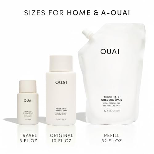 OUAI Thick Hair Conditioner Refill - Moisturizing Conditioner for Dry, Frizzy Hair - Keratin, Marshmallow Root, Shea Butter and Avocado Oil - Paraben, Phthalate & Sulfate Free (32 Oz) Avelisse