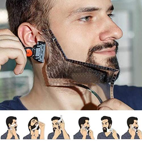 Men's Beard Shaping Tool with Inbuilt Comb – Transparent Template for Goatee, Mustache, Sideburns, Jaw/Neck Line, Symmetric/Curve/Step Cut (Clear) - görsel 14