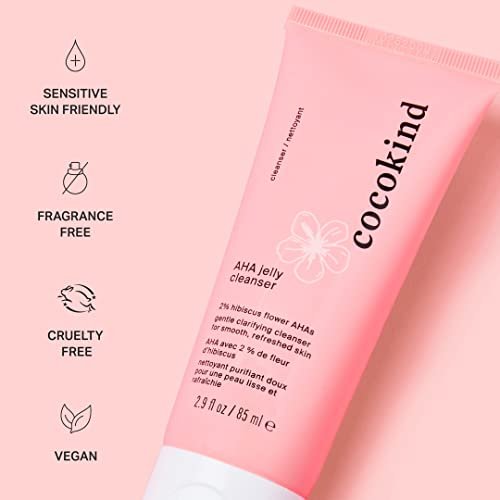 Cocokind AHA Jelly Cleanser - Gentle Exfoliating Face Wash with AHA, BHA & Hyaluronic Acid for Oily Skin, 2.9 Fl Oz Avelisse