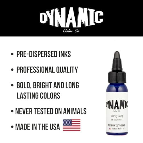 Dynamic Color Co Blue Tattoo Ink - 1oz Bottle, Sterilized, Vegan, USA-Made Since 1990 Avelisse