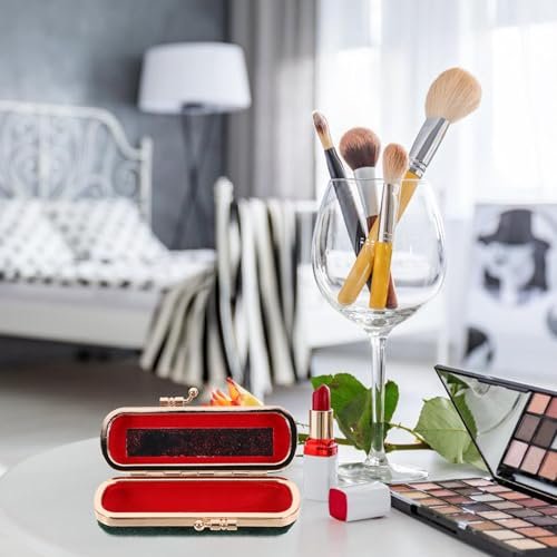 Cabilock Vintage Green Velvet Lipstick Case with Mirror – Compact Cosmetic Organizer for Travel & Daily Use (Fits One Lipstick) - görsel 18