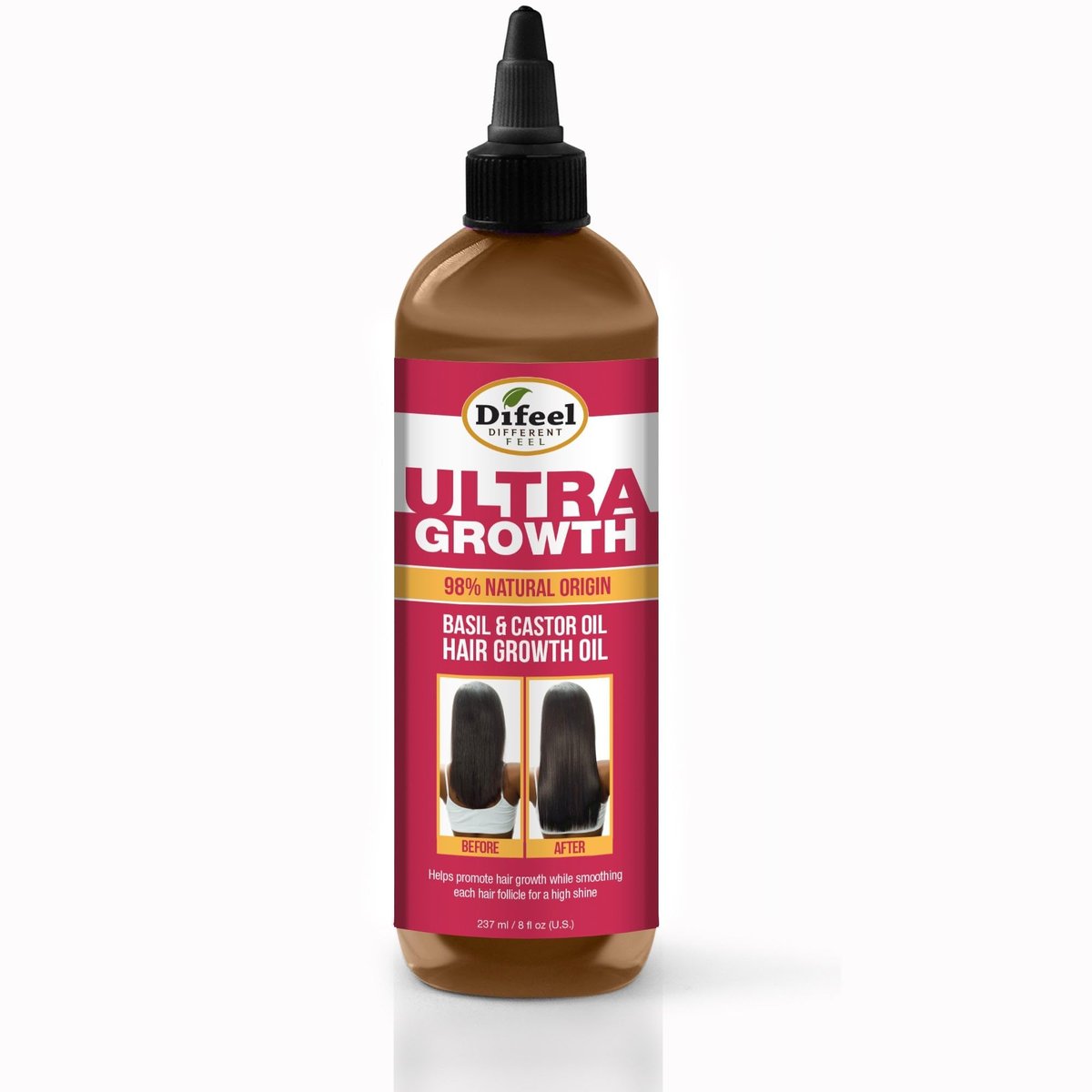 Difeel Ultra Growth Basil & Castor Hair Growth Oil - 8 oz. for Thicker, Stronger Hair - görsel 2