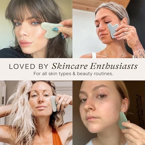 Beauty by Earth Jade Gua Sha Facial Tool – Natural Face Sculpting & Lymphatic Drainage Massager for Jawline, Cheeks, and Eyes Avelisse