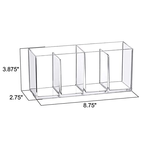 Amazing Abby Glamour Acrylic 4-Compartment Makeup Organizer – Clear Transposable Brush Holder for Bathroom Vanity Avelisse