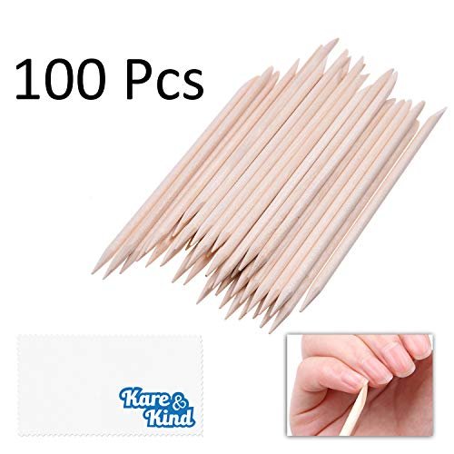 Kare & Kind 100x Double-Sided Orange Wood Nail Sticks - Cuticle Pusher Remover Cleaner - Manicure, Pedicure, DIY - Home, Nail Salon - for Beginners and Professional Nail Technicians - görsel 10