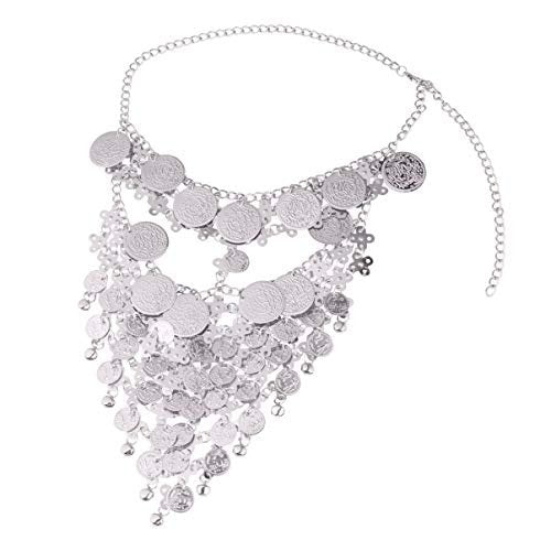 Beaupretty Women Masquerade Mask Face Chain Metal Jewelry - Silver Belly Coin Veil for Halloween Dance Play Accessories - görsel 18