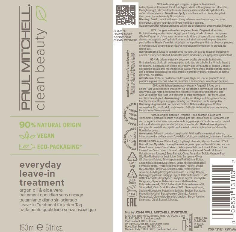 Paul Mitchell Clean Beauty Everyday Leave-In Treatment – Hydrating Leave-In Conditioner for All Hair Types, 5.1 oz Avelisse
