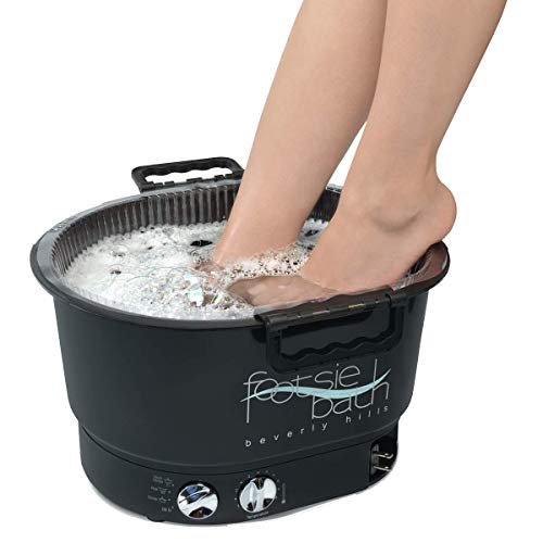Footsie Bath Footbath Plus Spa – 4-Setting Switch, 30 Min Timer, Temperature Control, with Tray and 5 Liners (Black, 7 Piece Set) Avelisse