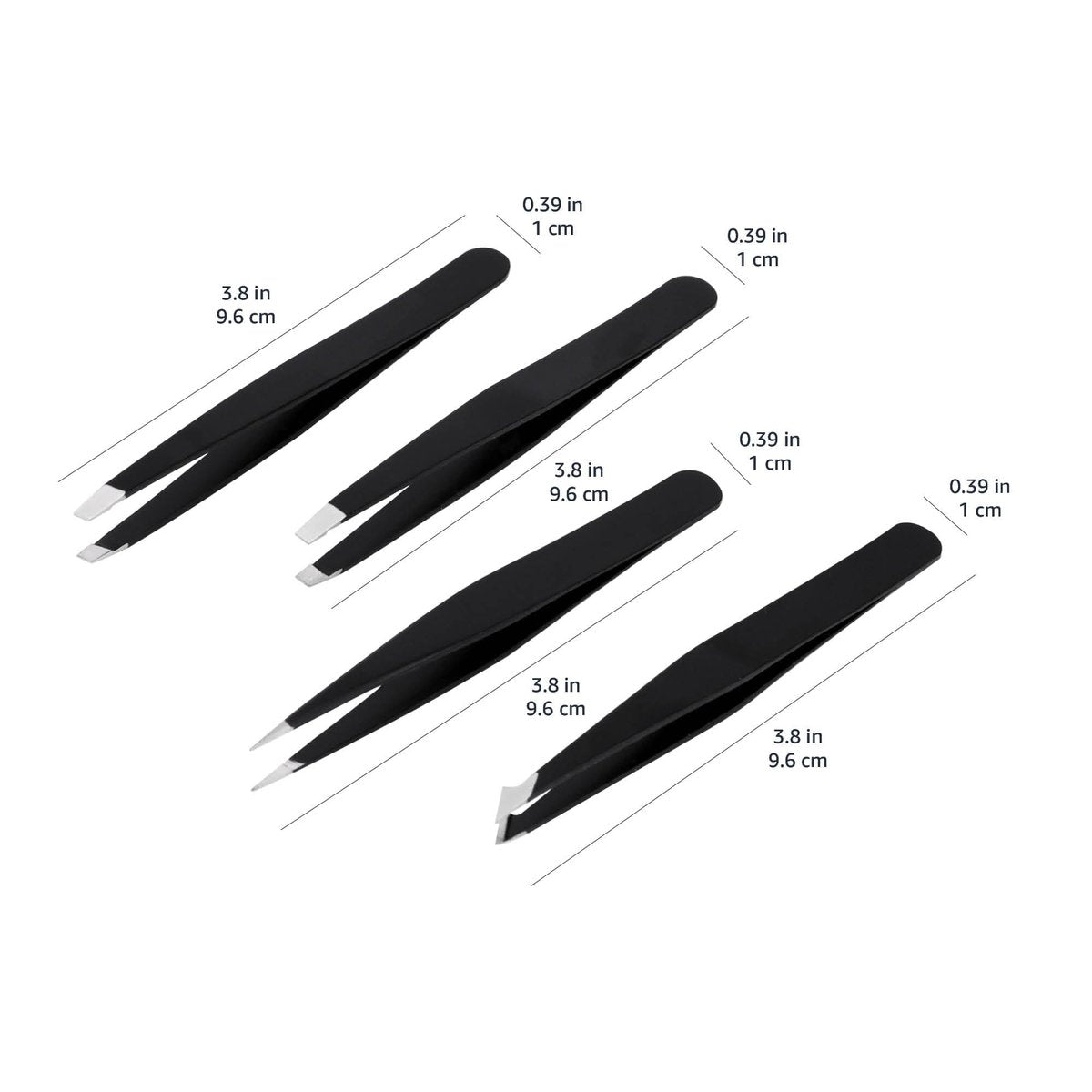 Professional Stainless Steel Tweezers Set of 4 with Travel Case - Precision Facial Hair, Eyebrow, and Eyelash Tweezers - görsel 14