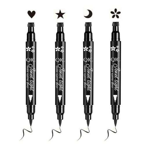 Linble Face Stamp & Eyeliner Set - 4 Pack Black Shape Stamps and Felt Eye Liners, Dual-Ended 2-in-1 Eye Makeup Pen - görsel 14