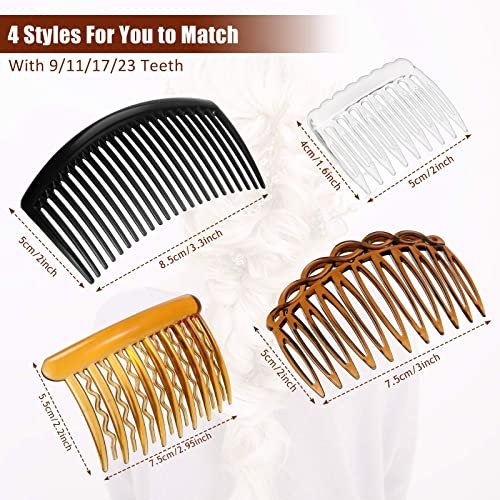 Chuangdi 32-Piece French Hair Side Combs Set – Plastic Twist Combs with Hair Clips for Wedding, Bridal, and Everyday Use (9/11/17/23 Teeth, Brown) - görsel 12