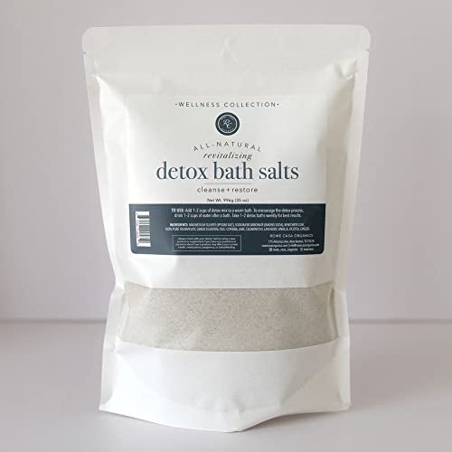 Rowe Casa Organics Detox Bath Salts with Magnesium and Bentonite Clay – 35 oz Natural Bath Soak for Body Cleanse, Restore, and Relaxation Avelisse
