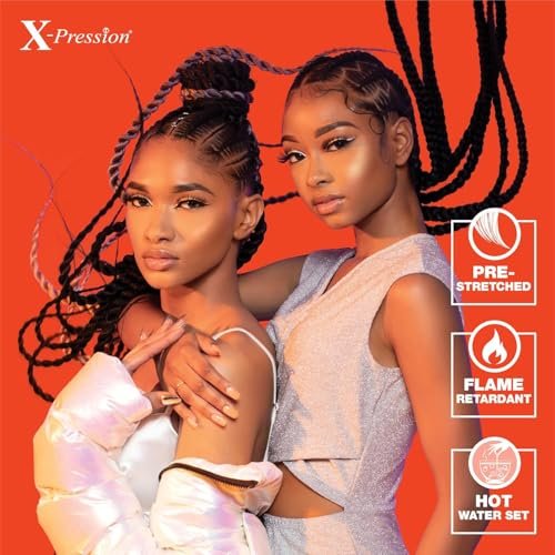 Sensationnel XPRESSION 3X Pre-Stretched Braid 58 inches (5-Pack, 1B Off Black) Avelisse
