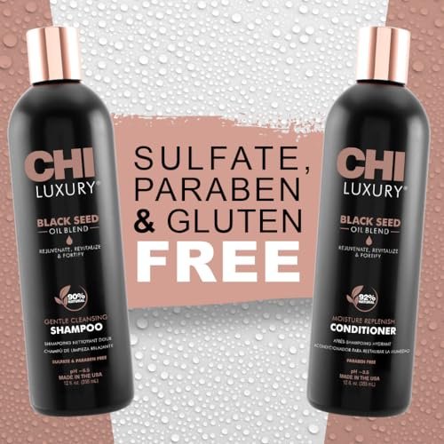 CHI Black Seed Oil Blend Gentle Cleansing Shampoo & Moisture Replenish Conditioner Set - 12 Fl Oz Each (Pack of 2) Avelisse