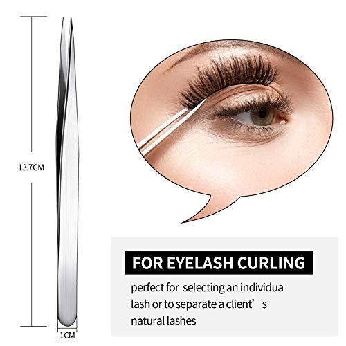 Mudde 3 Pcs Straight Pointed Tip Tweezers for Eyelash Extensions, Facial Hair, Blackhead Removal & Precision Eyebrow Grooming - Stainless Steel - görsel 12