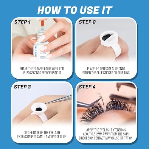Forabeli Diamond Clear Eyelash Extension Glue – Transparent Lash Adhesive, 1-2 Second Fast Dry, 6 Weeks Retention, for Colored & Brown Lashes, 5ml Avelisse