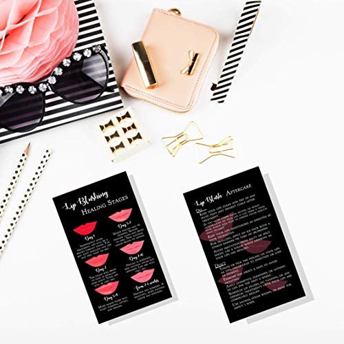Lip Blush Stages of Healing & Aftercare Instructions Cards – 50 Pack, Double Sided, 2x3.5 Inches, Black with Red Lips Design - görsel 16